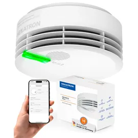 Hekatron Genius Plus – Rauchmelder 10 Jahre Batterie – Testsieger Stiftung Warentest – Made in Germany – inkl. 1x Klebepad – App-unterstützt – Feuermelder – mehrsprachig – 1 Stück