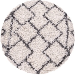 Hochflor-Teppich Kalmar 450, Paco Home, rund, Höhe: 44 mm, Shaggy, Scandi Design, modernes Rauten Muster, weich & kuschelig beige Ø 160 cm x 44 mm