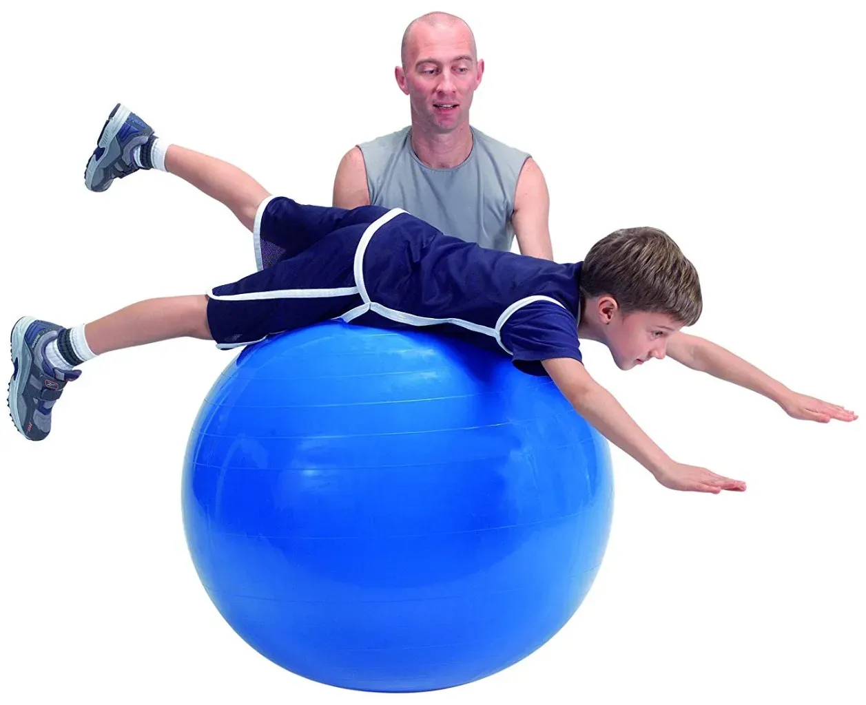 Gymnastikball 95 cm Blau Vinyl latexfrei - Gymnic - Belastbar bis 300 kg, für Kinder ab 3 Jahren, ergonomisch