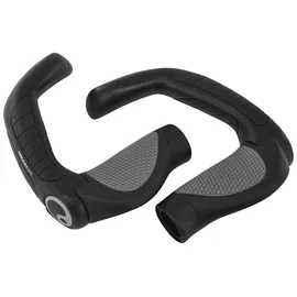 Ergon - GP5 Ergonomische Lock-on Fahrradgriffe mit extra-langem Bar-End | Gripshift kompatibel | Für Touring & Trekking Bikes | Large | Schwarz/Grau