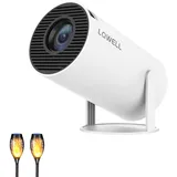 LQWELL HY300 PRO Mini Beamer + Solar Taschenlampe Kombination, 4K 1080P Unterstützung, Android 11, kabellose Projektion, unterstützt Airplay Miracast, mit WiFi Bluetooth, tragbarer Projektor