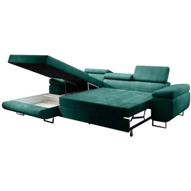 beautysofa Eckcouch Velour 2-Sitzer Grün