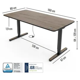 Yaasa Schreibtisch Desk Pro 160 x 80 cm Eiche dunkel/Schwarz