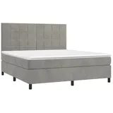 vidaXL Boxspringbett mit Matratze & LED Hellgrau 160x200 cm Samt