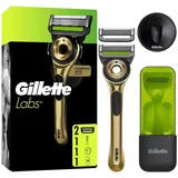 Gillette Rasierer mit Reinigungs-Element Champion Gold Edition, 1 Handstück, 1, 1 Wandhalterung, 1 Reise-Etui