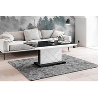 Design Couchtisch Tisch HM-333 Schwarz/Weiß Hochglanz höhenverstellbar ausziehbar