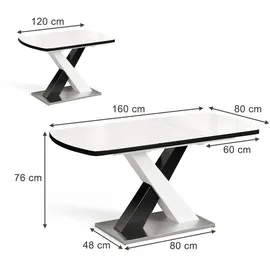 Vicco Chinto 120 x 76 x 80 cm schwarz/weiß hochglanz