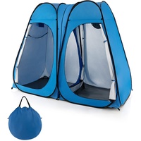 GYMAX Pop up Camping Duschzelt Umkleidezelt für 2 Personen Toilettenzelt UV-Schutz 50+ mit Tragtasche Outdoor Mobile Toilette Umkleidekabine Duschkabine Lagerzelt Tragbar 228 x 113 x 190 cm (Blau)
