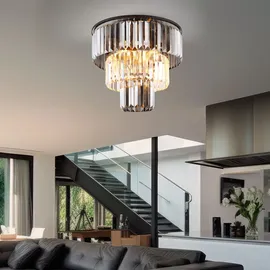GLOBO Naxis 3-flammig rund schwarz Metall Glas