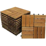 SAM Holzfliese 02, Akazienholz massiv + geölt, 22 Fliesen für 2m2, 30x30 cm, Bodenbelag mit Drainage, Balkonfliesen/Terrassenfliesen/Klickfliesen