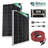 Rhein Beleuchtung Solarmodul 300W Solarpanel Set 12V für Wohnmobil, Camping & RV Stromversorgung, 300 W, Monokristallin, (1-St., Inkl. 40A MPPT-Regler, Y-Kabel, 2×150W Module, Plug & Play), Mit Halbzellen-Technologie, IP65 wasserdicht, hohe Leistung