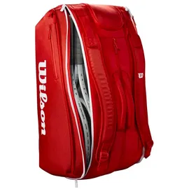 Wilson Super Tour Red Tennisschlägertasche - Rot/Weiß, für bis zu 15 Schläger
