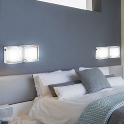 2er Set Design LED Wand Leuchten Wohn Zimmer Beleuchtung Treppen Haus Chrom Glas Würfel Lampen