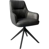 DELIFE Polsterstuhl Zelia-Flex, mit Armlehnen Kreuzgestell breit Schwarz Echt-Leder Schwarz Taschenfed schwarz 60 cm x 92 cm x 62 cm