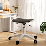Home-Office-Stuhl, kleiner Schreibtisch und Stuhl mit Rollen, höhenverstellbar, drehbar, armloser minimalistischer Ankleidestuhl, geeignet für Schlafzimmer, Ankleidezimmer und Arb Transparent + Black