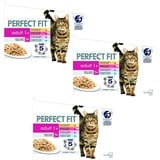 PERFECT FIT (€ Perfect Fit Adult 1+ Katzenfutter Nassfutter Lachs Huhn Rind Hochseefisch Sauce x 85 g