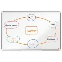 Nobo Premium Plus Whiteboard 871 x 90 cm, Aluminiumrahmen, Traditionelle Eckmontage, Inkl. Whiteboard-Marker, weiß