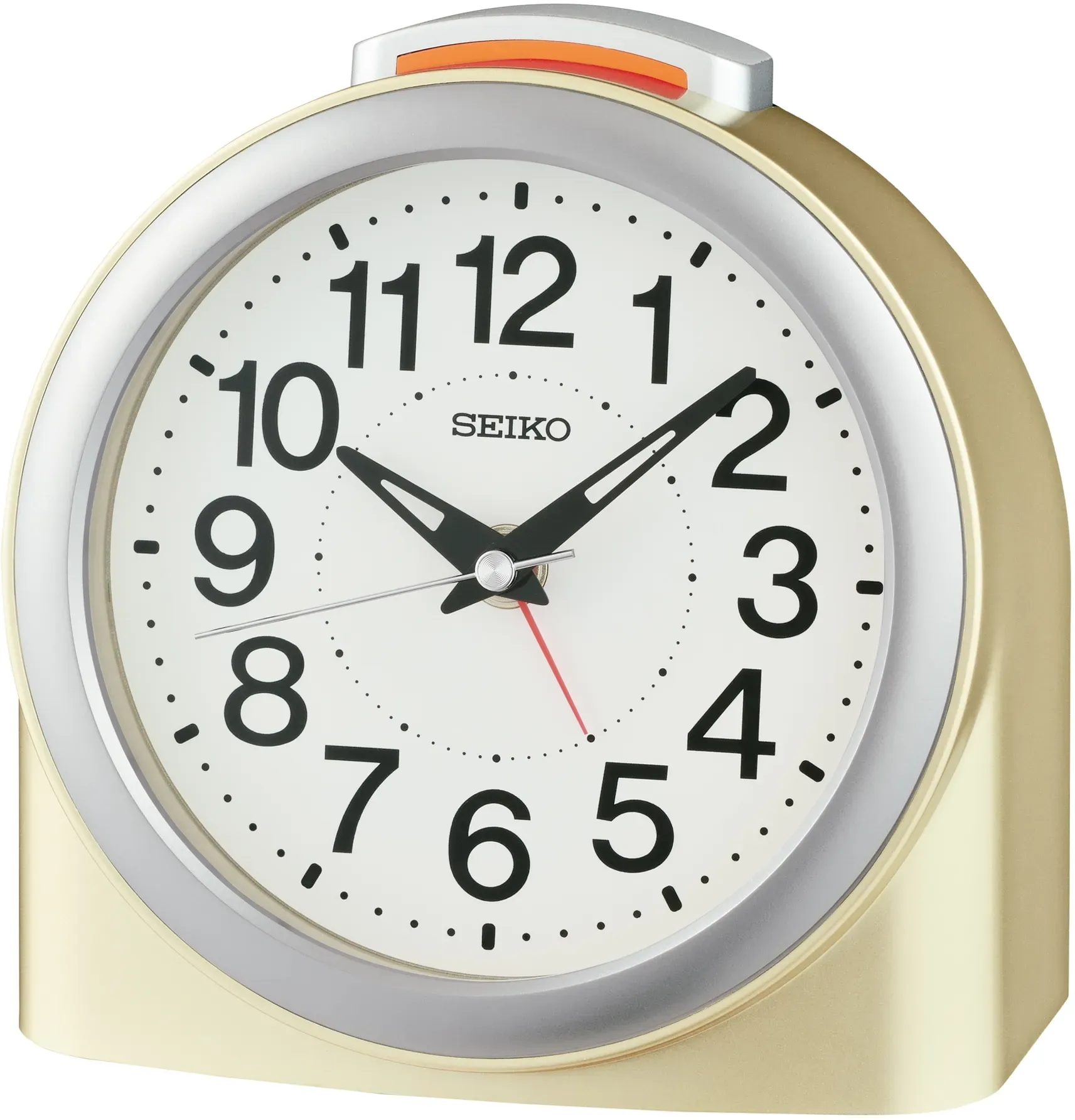 Quarzwecker SEIKO, goldfarben, Wecker, Wecker, Beleuchtung, Schlafzimmer, durchlaufende Sekunde, Piepalarm