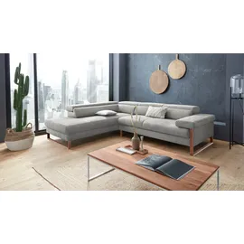 W.Schillig Ecksofa "finn, Designsofa mit tollem Sitzkomfort, bequem, L-Form", grau (steel s22), B:281cm H:71cm T:230cm, Flachgewebe S22 (100% Polyester);Stoff S37 (100% Polyester);Longlife Xtra-Leder Z59: Glattleder mit modischer Prägung.