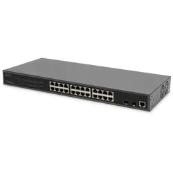 DIGITUS 24-Port Gigabit PoE Netzwerkswitch,19 Zoll, L2 managed, 2 Uplink Ports,