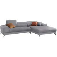W.Schillig Ecksofa »piedroo, Designsofa mit tollem Sitzkomfort, elegant und bequem, L-Form«, Kopfteilverstellung, wahlweise mit Sitztiefenverstellung, Breite 303cm grau
