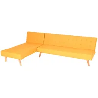 Mendler Ecksofa HWC-K38, Sofa Klappsofa, Liegefläche links/rechts, Stoff/Textil Massivholz MVG zertifiziert 256cm ~ gelb