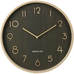 WellHome - Moderne Wanduhr aus Holz Dunkelbraun Ø38x5 cm