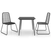 vidaXL 3-tlg Garten-Essgruppe PVC Rattan Schwarz