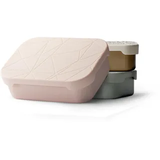 MAMEIDO Brotdose Edelstahl 800 ml, mit flexiblem Trenner & Silikondeckel, Lunchbox Erwachsene, leichte Vesperbox Kinder, Brotbox Kinder mit Fächern (Blush Kissed)