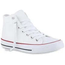 VAN HILL 841313 Sneaker Damen Sneaker High Schnürer Bequeme Basic Freizeit Stoff bunt|rot 36