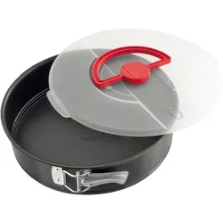 Dr. Oetker Bake&Go Abnehmbare runde Backform mit Deckel für Transport und Aufbewahrung, 26 cm Durchmesser, Stahl mit Antihaft-Beschichtung