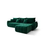 Fun Möbel Ecksofa Schlafsofa OSAKA Stoff Monolith Grün Ottomane Rechts