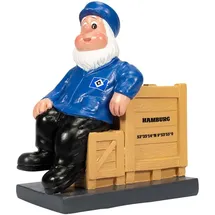 Hamburger SV Gartenzwerg ** Holzkiste **, ca. 7,4 x 12,5 x 14,7 cm, 100% Polyresin
