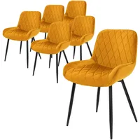 ML-Design 6er Set Esszimmerstühle Senfgelb Sitzfläche aus Samt Metallbeine
