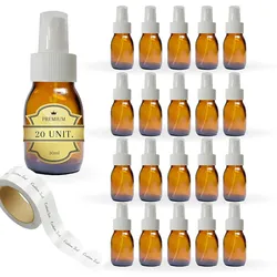 Espírito rebelde 20x Glas-Sprühflasche 30 ml mit Sprühkopf + 20 Personalisierte Etiketten - Ätherische Öle und Kosmetika