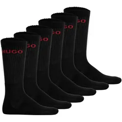 HUGO Herren Socken, 6er Pack - RIB LOGO, Logo, gerippt, uni Schwarz 39-42