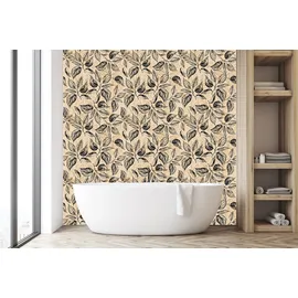 Queence Vinyltapete Blätterwerk 90x300 cm 1 St beige