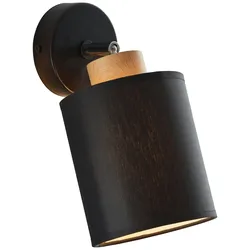 BRILLIANT VONNIE Wandstrahler 27 cm Metall / Holz / Textil Schwarz / holzfarbend, 99410/76