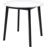 Masseno ESSTISCH LUCA S 90 cm - 130 cm / 90 cm x 77 cm Ausziehbar Rundtisch, Esszimmertisch, Küchentisch, Modern Design - Weiß