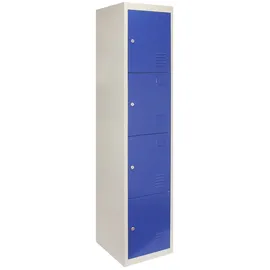 MonsterShop Schließfachschrank Stahl 180 cm x 38 cm x 45 cm blau 4-türig