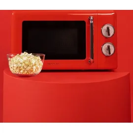 Cecotec Mikrowelle Proclean 3010 Retro, 700 W, 6 Stufen, Timer bis zu 30 Minuten, Auftaumodus, Vintage-Design in Rot, Stahl-Finish