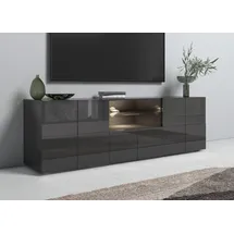 INOSIGN Lowboard INOSIGN "Dama Breite 181 cm, TV-Board 2 Türen, 1 Schubkasten, TV-Schrank", grau (anthrazit hochglanz lack), Sideboards, Lowboard, Front in 3D-Optik, viel Stauraum, verschiedene Farben
