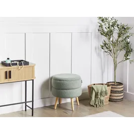 Beliani Hocker mit Stauraum Bouclé 44 x 48 x 44 cm Grün