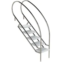 Ideal Edelstahl Eichenwald Pooltreppe Modell 08.2 Miami Swing Beckentiefe 1399mm Ausladung 1338mm 5 ABS-Stufen
