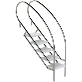 Ideal Edelstahl Eichenwald Pooltreppe Modell 08.2 Miami Swing Beckentiefe 1399mm Ausladung 1338mm 5 ABS-Stufen