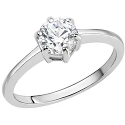 Zeeme Silber Ring Silber 925 rhodiniert mit weißem Zirkonia-Stein
