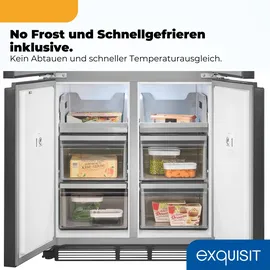 Exquisit EMD470-170-200E Multi Door (466 l, 1930 mm hoch, Inox grau)