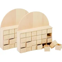 VBS 2er-Pack Adventskalender mit 24 Schüben Rohholz 24x25,5cm -