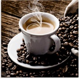 Artland Glasbild »Heißer Kaffee - dampfender Kaffee«, Getränke, (1 St.), braun