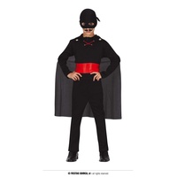 Fiestas GUiRCA Geheimnisvoller Bandit Kostüm Jungen - Alter 10-12 Jahre - Dieb Kostüm Kinder inkl. Schwarze Maske, Hemd, Gürtel, Hose - Mexikanischer Musketier Kostüm für Karneval, Pirat Fasching